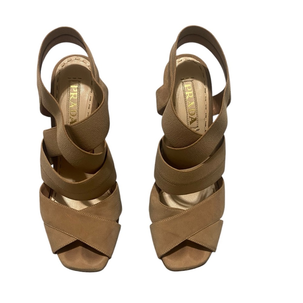 Prada Women's Elastic Suede High Heels Sandals
